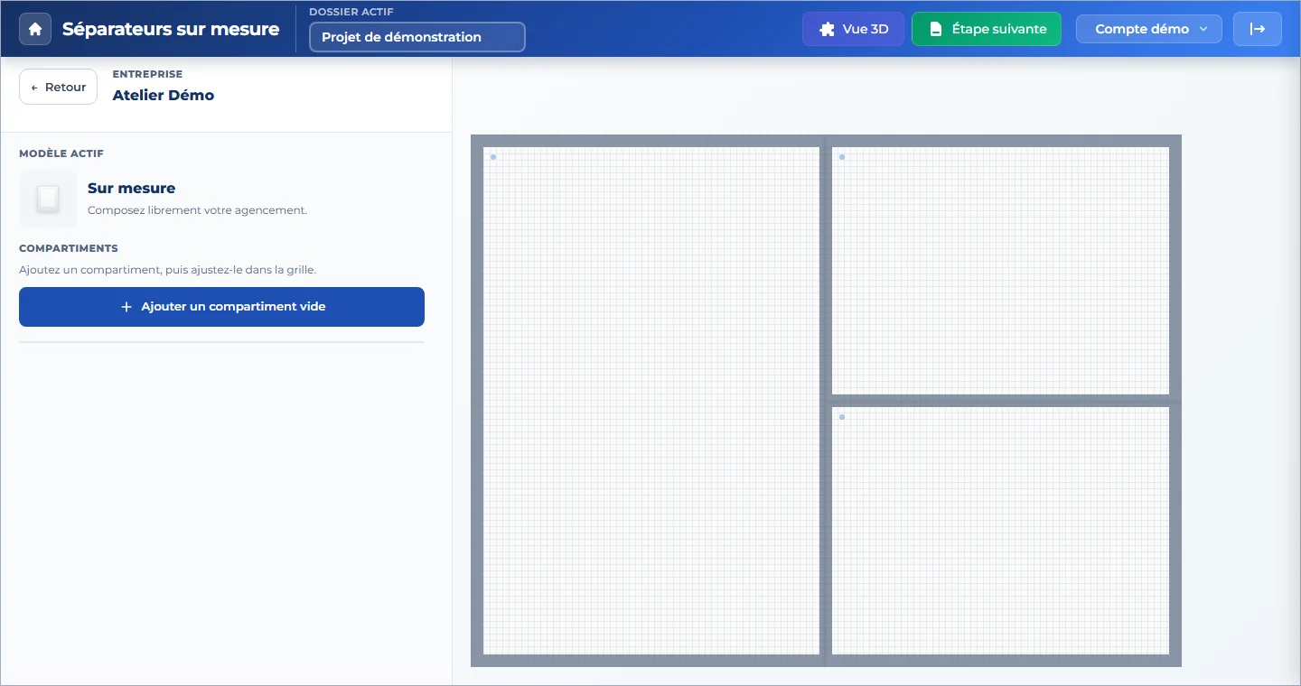 Artik Generator editor with a three-compartment demo layout
