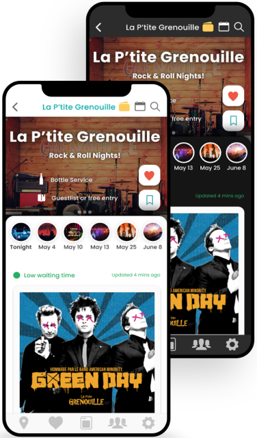 Two Fiestum phone mockups showing an event page